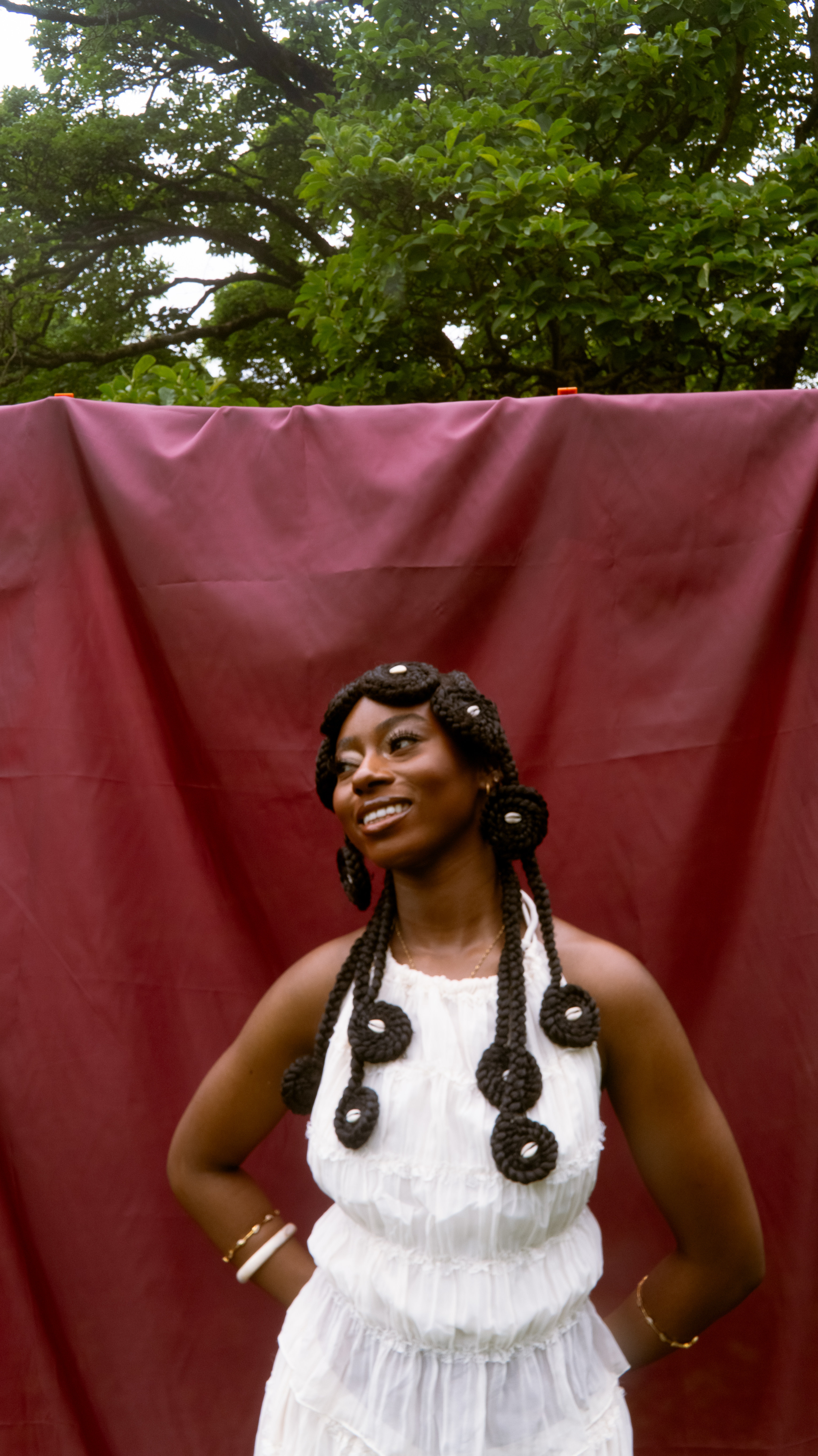 Portrait centered against backdrop in nature